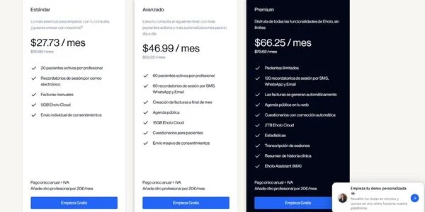 Precios de Eholo software para Psicólogos