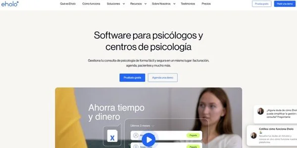 Captura de la agenda digital de Eholo para psicólogos, con recordatorios automáticos